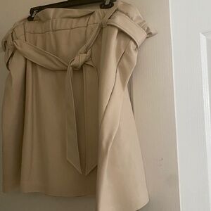 Cream Faux Leather Skirt